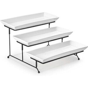 3 Tier Serving Tray, Porcelain Tiered Cupcake Stand, Ceramic Elevated